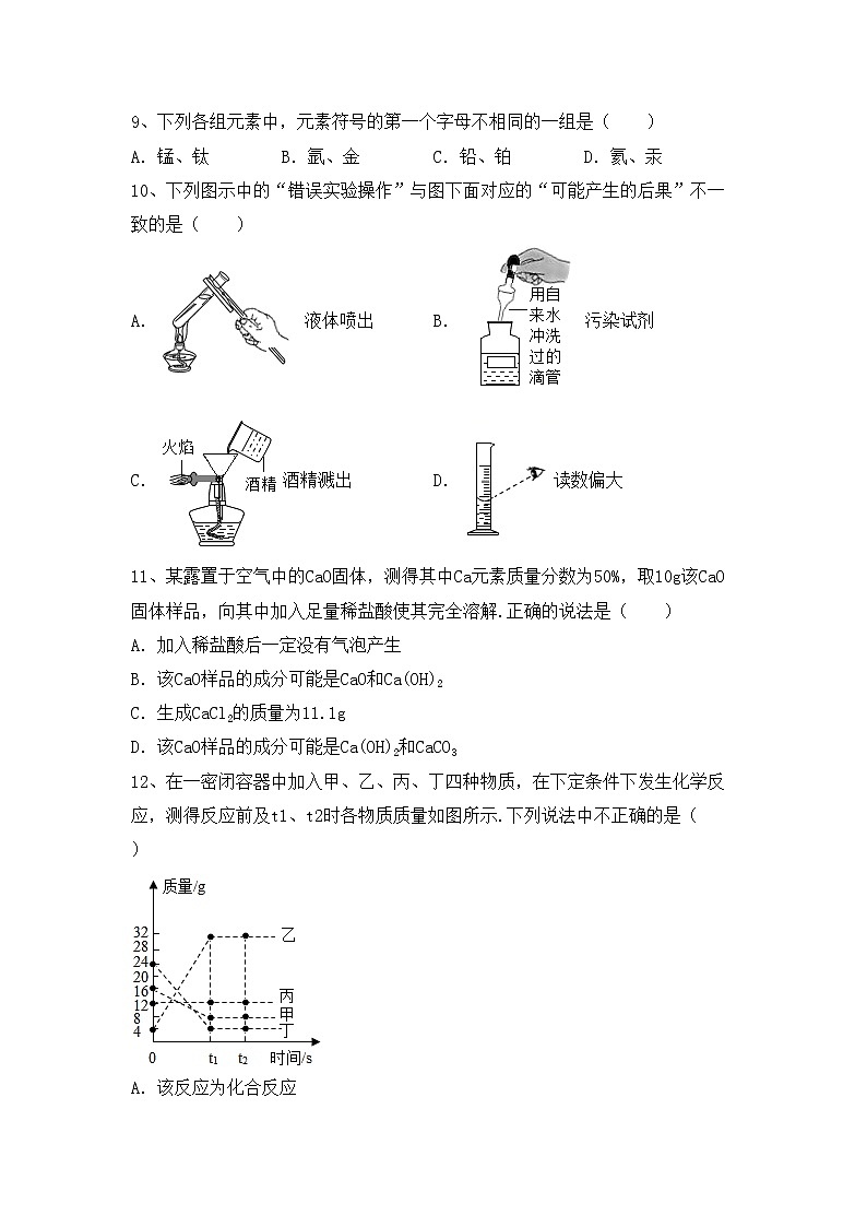 部编人教版九年级化学上册期中试卷（免费）第3页
