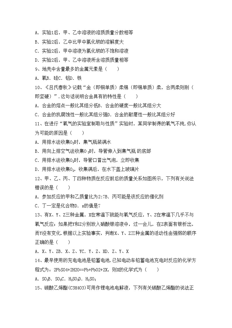 部编人教版九年级化学上册期中试卷及答案【汇总】第2页