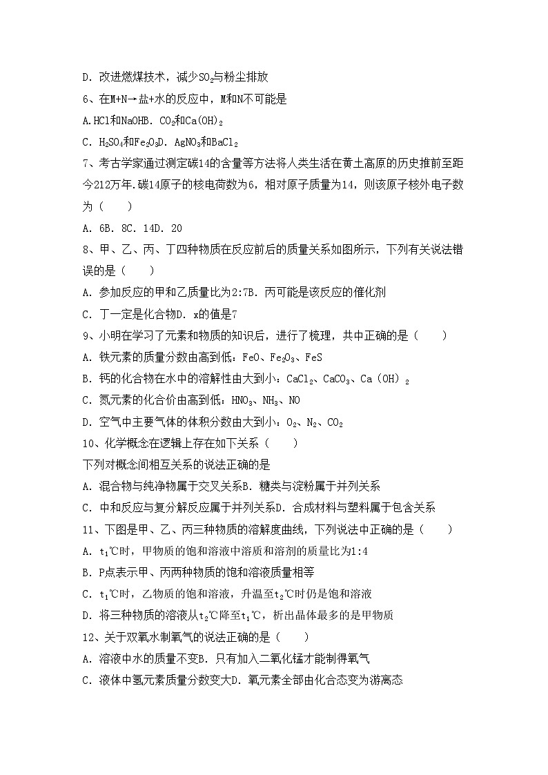 部编人教版九年级化学上册期中试卷及答案下载第2页