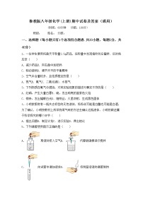 鲁教版八年级化学(上册)期中试卷及答案（通用）