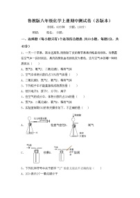 鲁教版八年级化学上册期中测试卷（各版本）