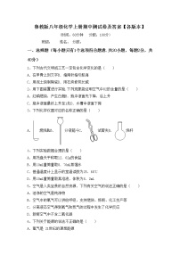 鲁教版八年级化学上册期中测试卷及答案【各版本】