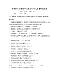 鲁教版八年级化学上册期中考试题【带答案】