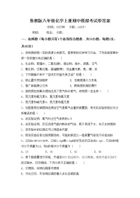 鲁教版八年级化学上册期中模拟考试带答案练习题