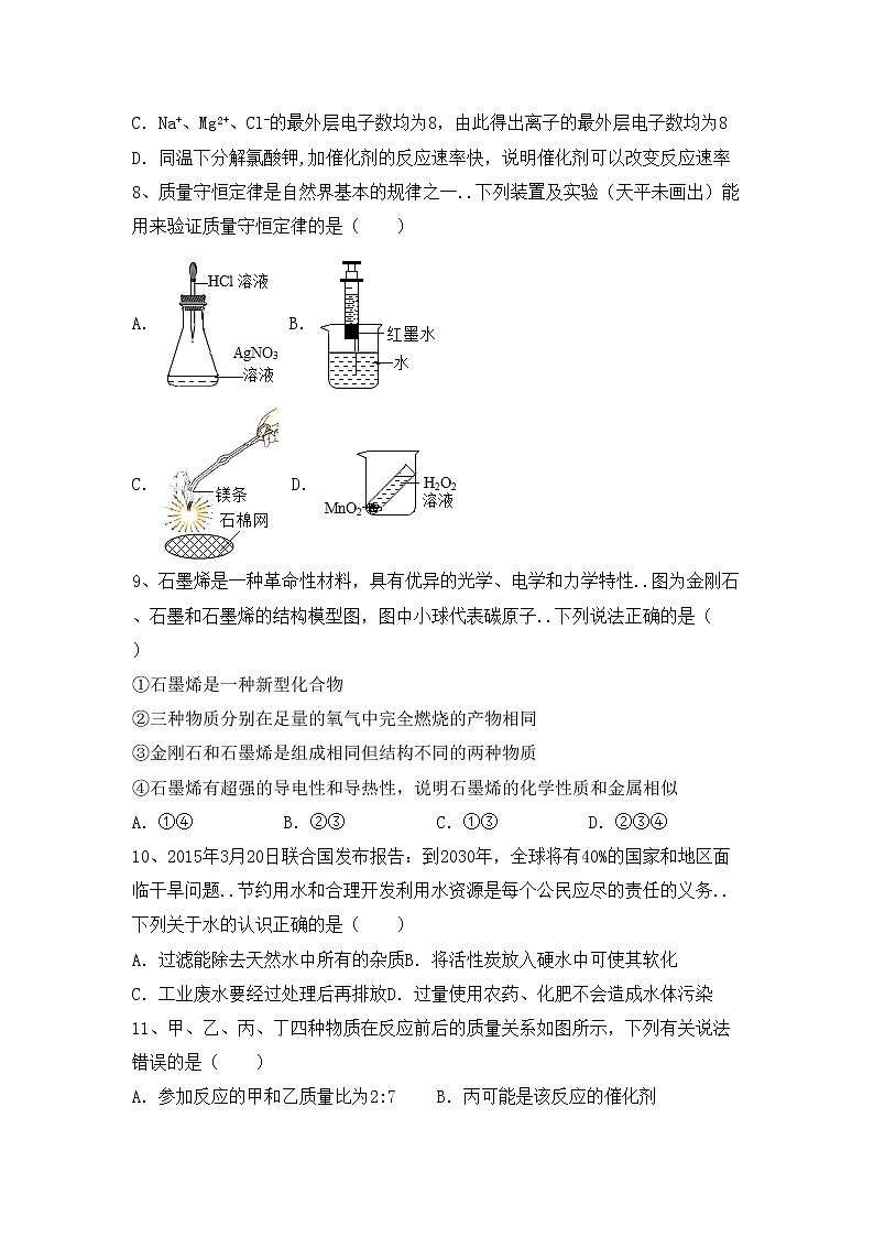 鲁教版八年级化学上册期中考试题及答案一第2页