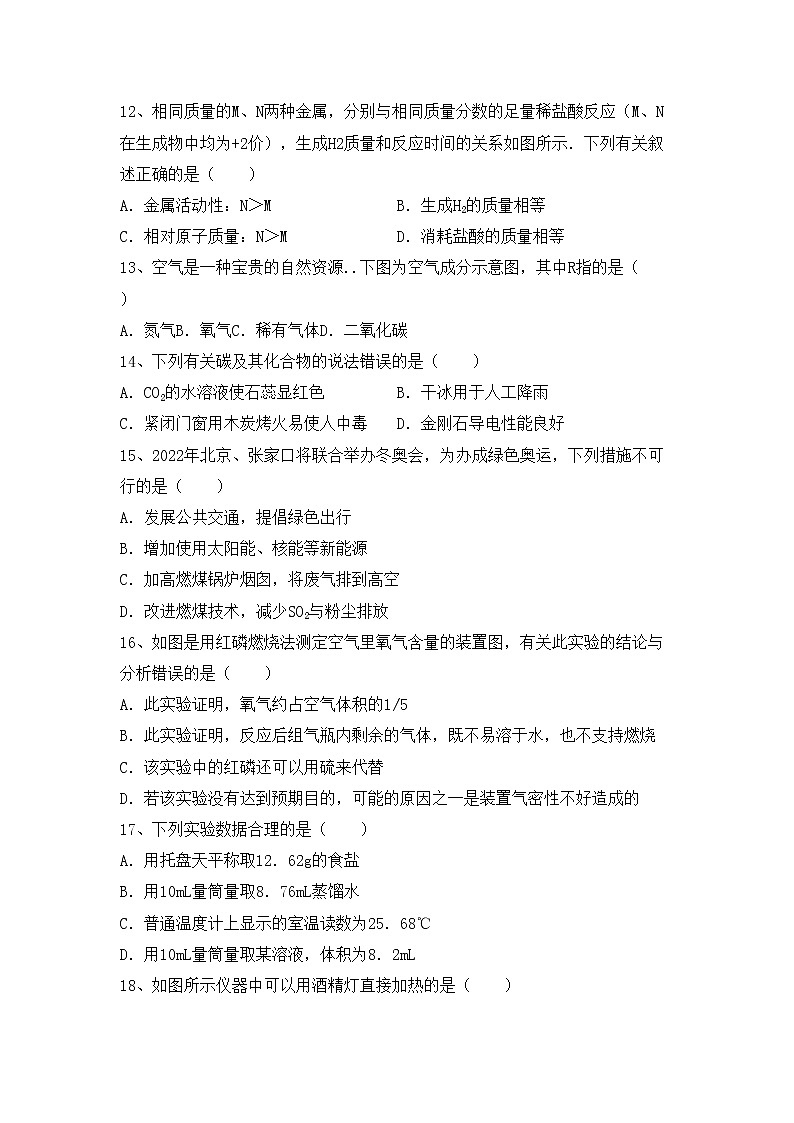 鲁教版八年级化学上册期中试卷（完整）第3页