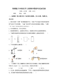 鲁教版八年级化学上册期中模拟考试加答案练习题