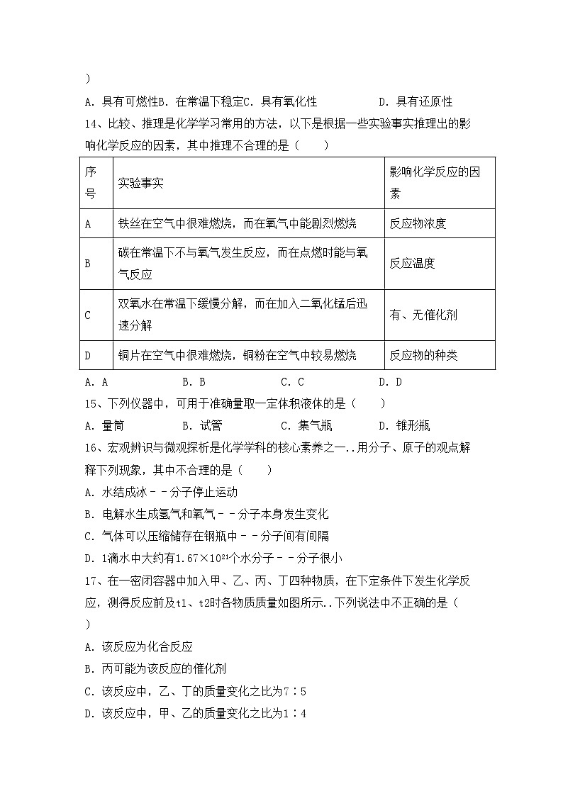 鲁教版八年级化学上册期中试卷（免费）第3页