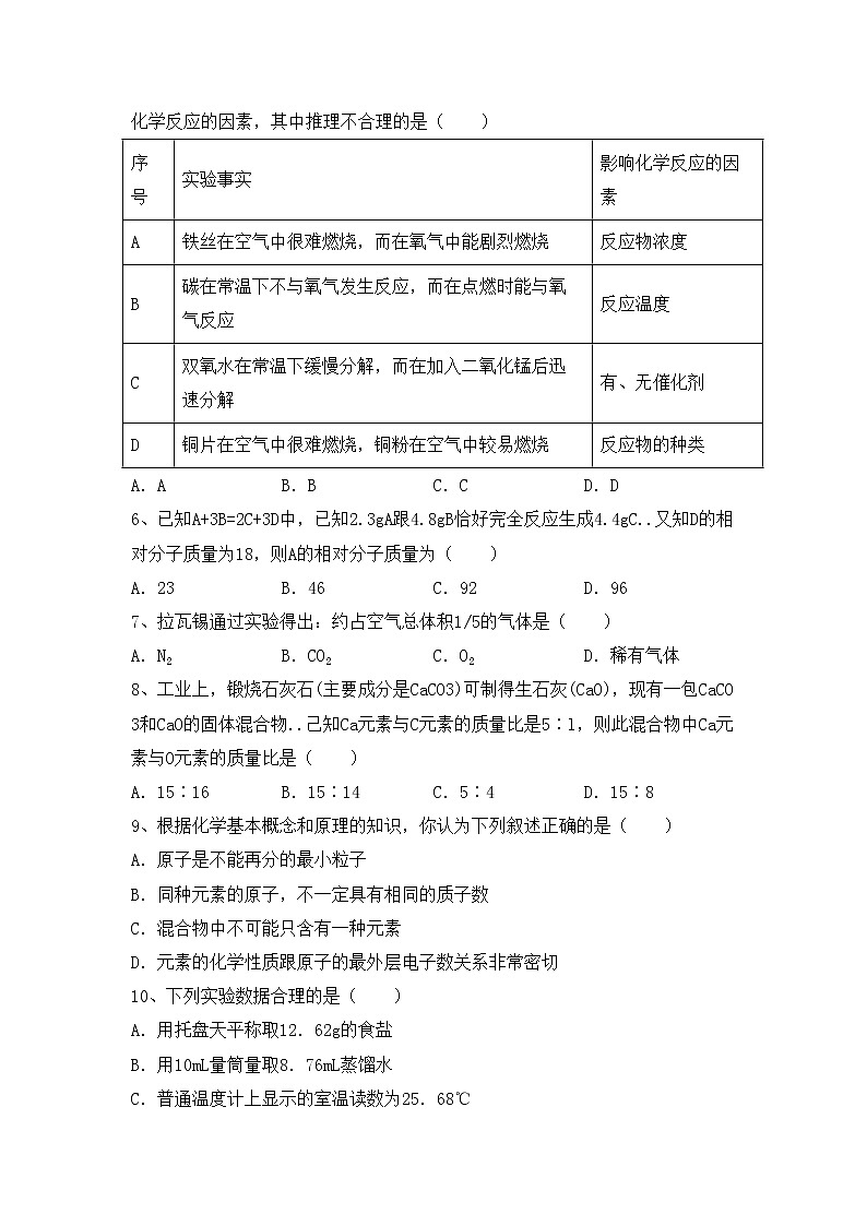鲁教版八年级化学上册期中试卷及答案【汇总】第2页
