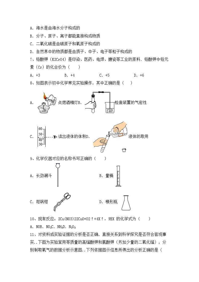 鲁教版八年级化学上册期中试卷（新版）第2页