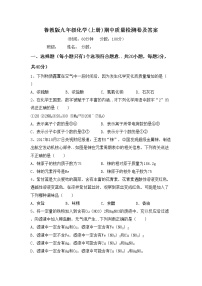 鲁教版九年级化学(上册)期中质量检测卷及答案