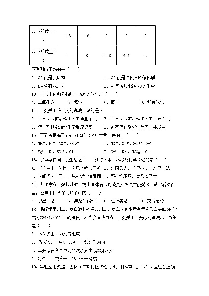 鲁教版九年级化学(上册)期中复习卷及答案第3页