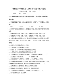 鲁教版九年级化学(上册)期中复习题及答案