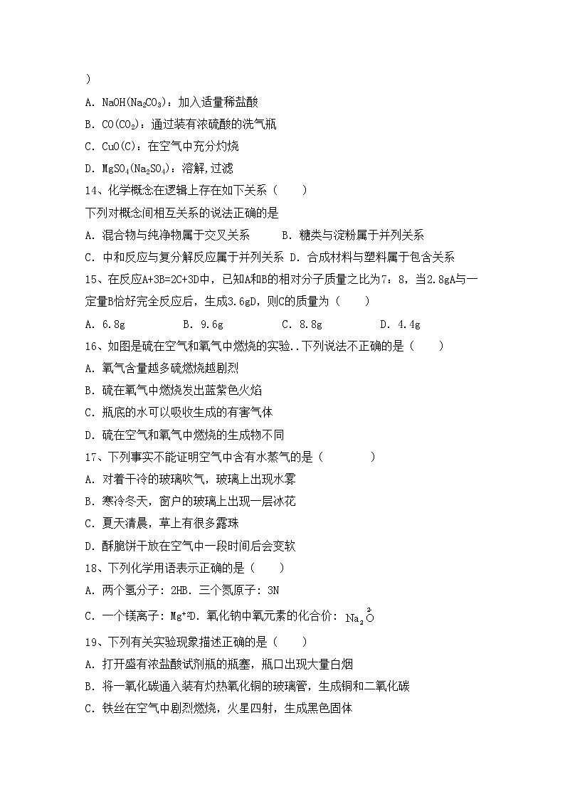 鲁教版九年级化学(上册)期中试题及答案（必考题）第3页