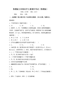 鲁教版九年级化学上册期中考试（鲁教版）练习题