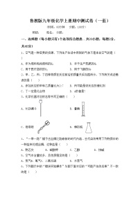 鲁教版九年级化学上册期中测试卷（一套）