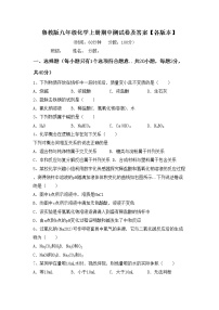 鲁教版九年级化学上册期中测试卷及答案【各版本】