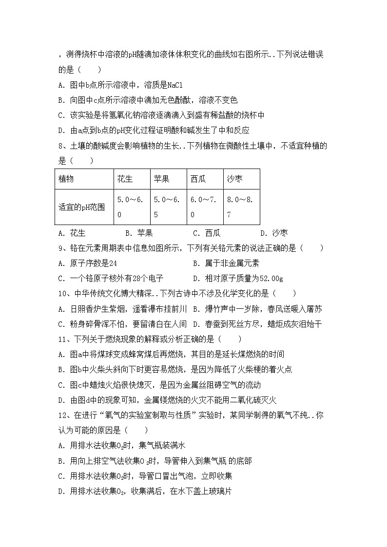 鲁教版九年级化学上册期中测试卷（审定版）第2页