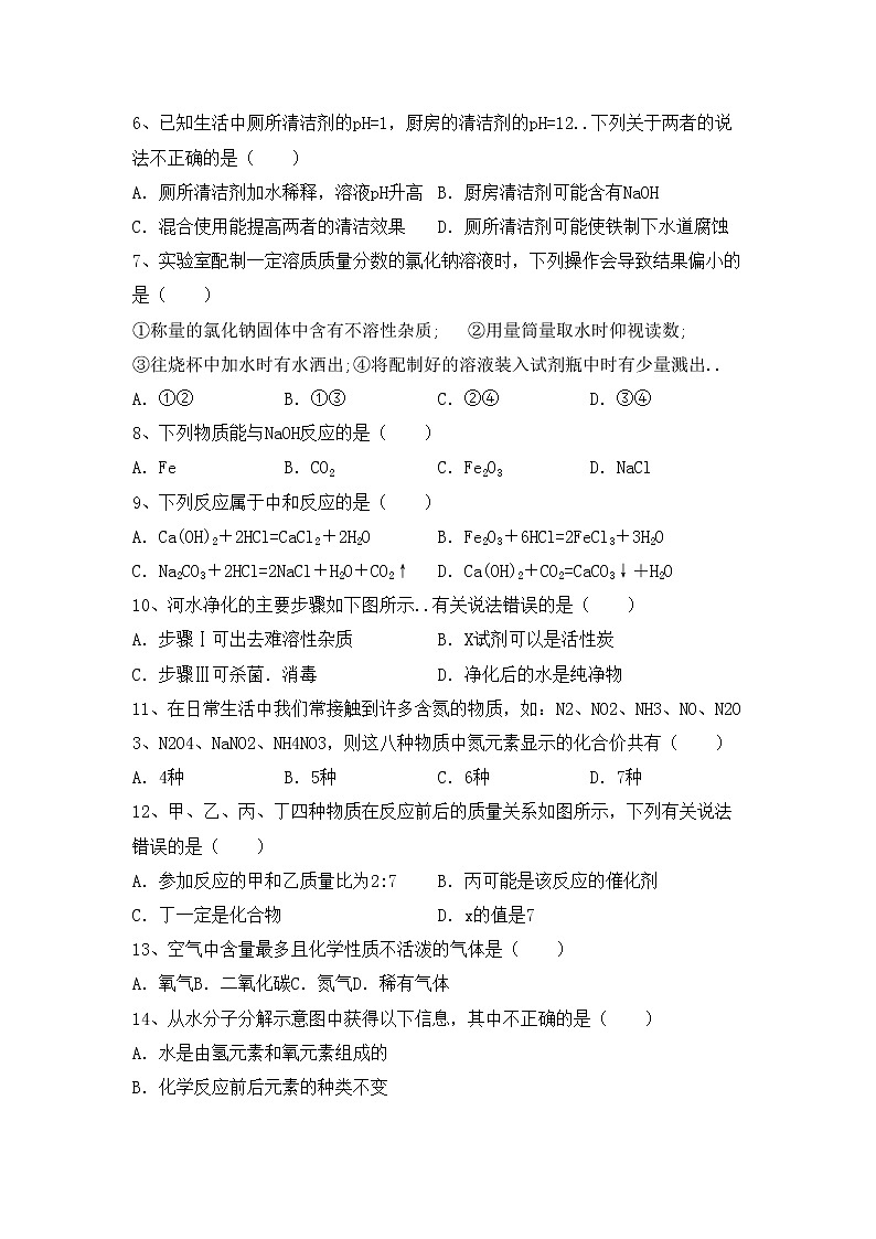 鲁教版九年级化学上册期中考试卷（真题）第2页