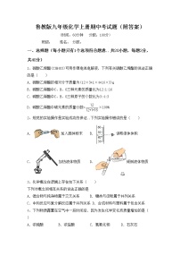 鲁教版九年级化学上册期中考试题（附答案）