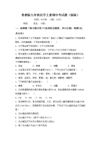 鲁教版九年级化学上册期中考试题（新版）