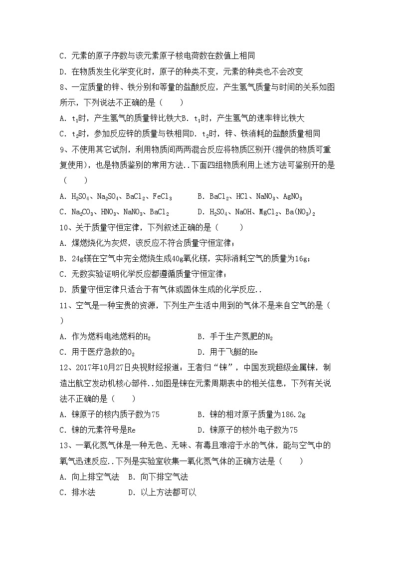 鲁教版九年级化学上册期中考试题及答案【完整】第2页