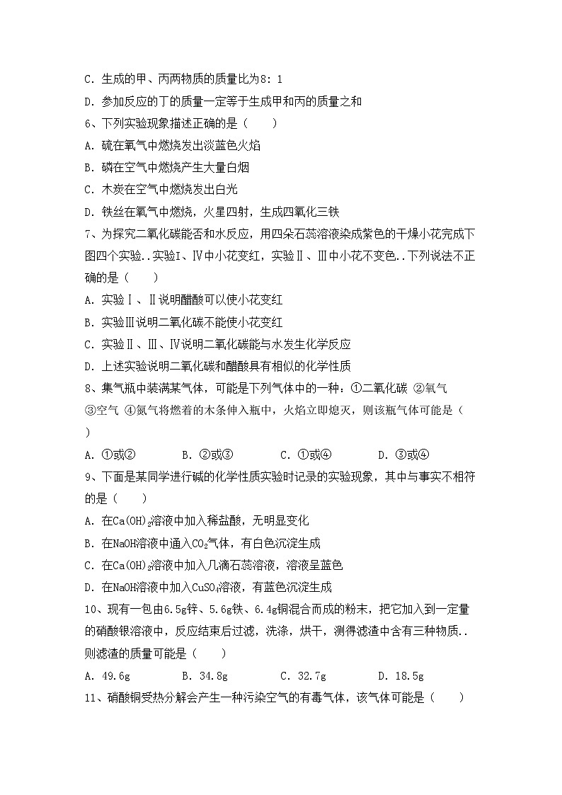鲁教版九年级化学上册期中模拟考试（带答案）练习题第2页