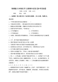 鲁教版九年级化学上册期中试卷【参考答案】