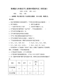 鲁教版九年级化学上册期中模拟考试（附答案）练习题