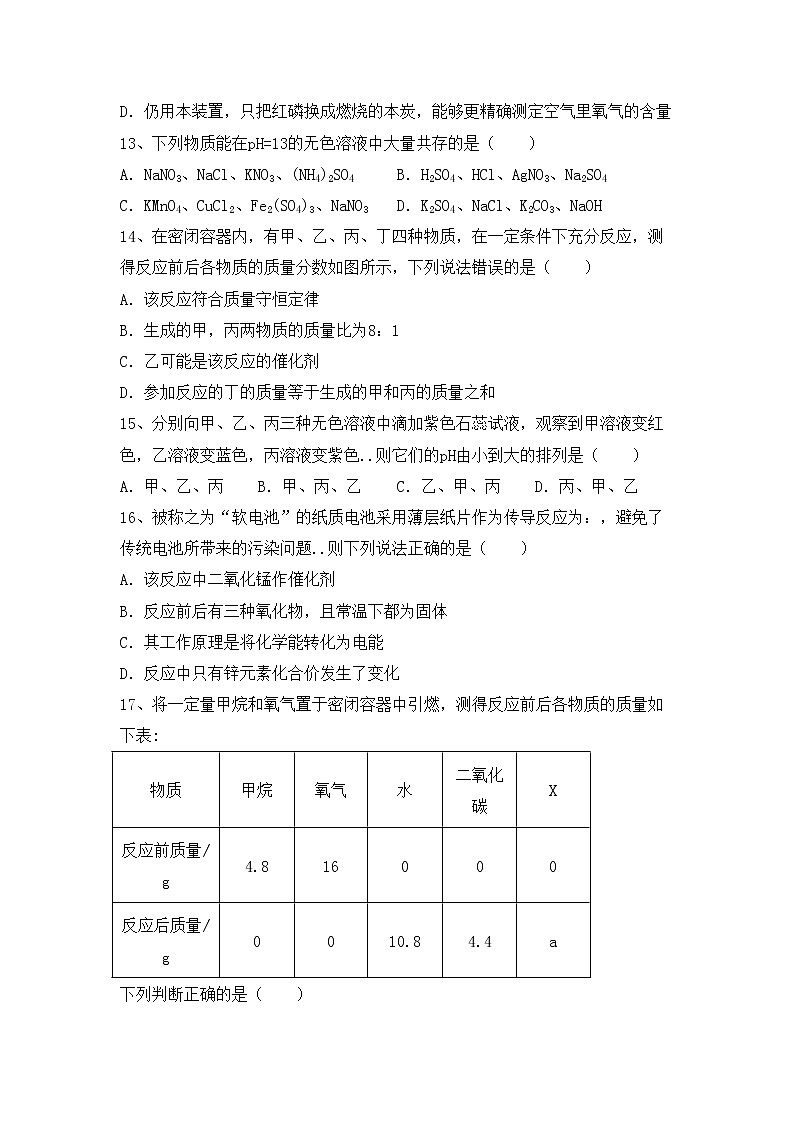 鲁教版九年级化学上册期中试卷（A4打印版）第3页