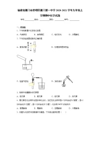 2020-2021学年福建省厦门市思明区厦门第一中学九年级上学期期中化学试题（含答案与解析）