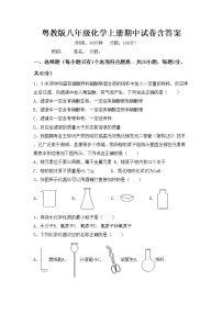 粤教版八年级化学上册期中试卷含答案