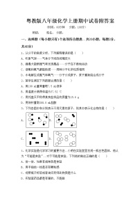 粤教版八年级化学上册期中试卷附答案