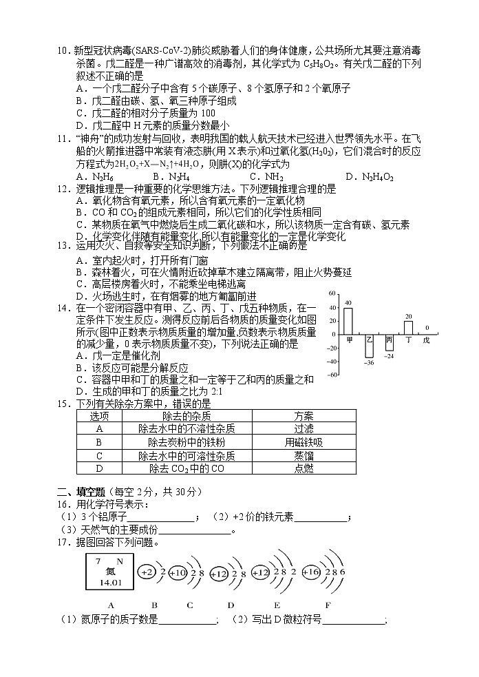 湖南省湘西州凤凰县2021-2022学年九年级上学期期末考试化学试题（word版 含答案）第2页