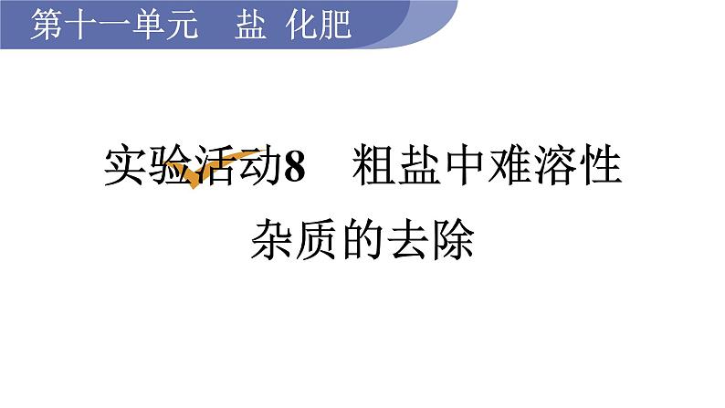 人教版九年级化学下册 11.3实验活动8　粗盐中难溶性杂质的去除 课件01