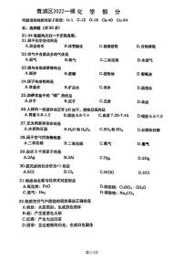 2022年上海市青浦区中考一模化学试题无答案