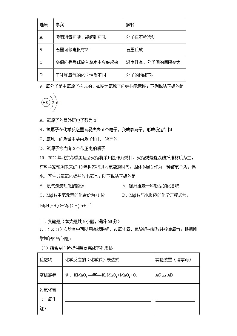 安徽省滁州市定远县育才学校2021-2022学年九年级上学期期末考试化学试题（word版 含答案）03