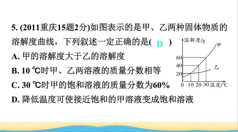 中考化学总复习一轮复习第二单元化学基本概念和原理第14讲溶液课件第7页