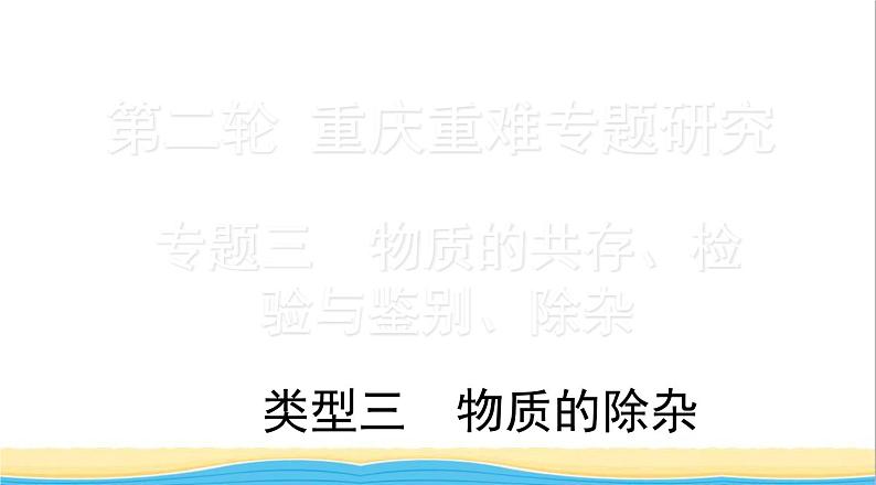 中考化学二轮复习三物质的共存检验与鉴别除杂类型三物质的除杂课件01