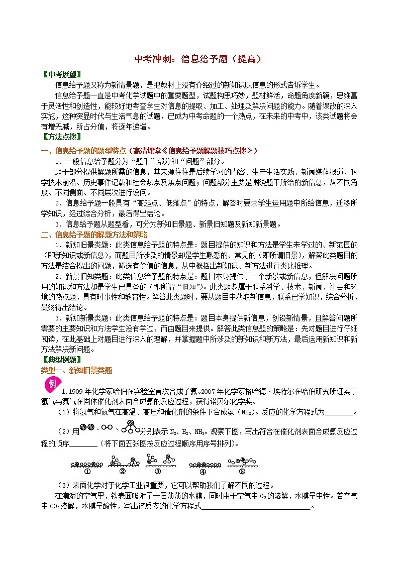 中考化学总复习信息给予题提高知识讲解学案第1页