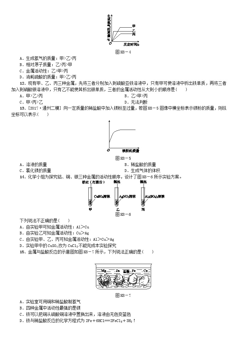 北京专版中考化学基础复习课时训练八金属和金属材料练习02
