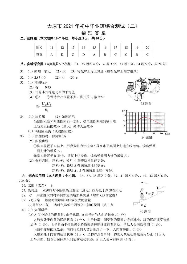 2021山西省太原市初三二模化学试卷及答案01