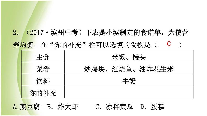 山东省滨州市中考化学一轮复习第十单元化学与健康课件第6页