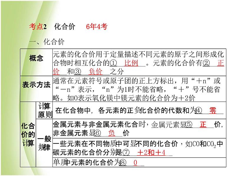 青岛专版中考化学总复习第一部分主题九化学式与化合价课件鲁教版第6页