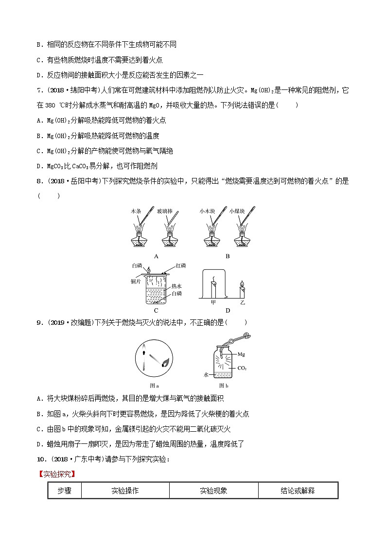 山东专版中考化学总复习第六讲燃料与燃烧第1课时燃烧与灭火化石燃料的利用练习五四制第2页