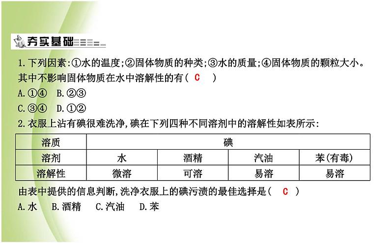 九年级化学下册第6章溶解现象第3节物质的溶解性第1课时影响物质溶解性的因素课件沪教版第7页