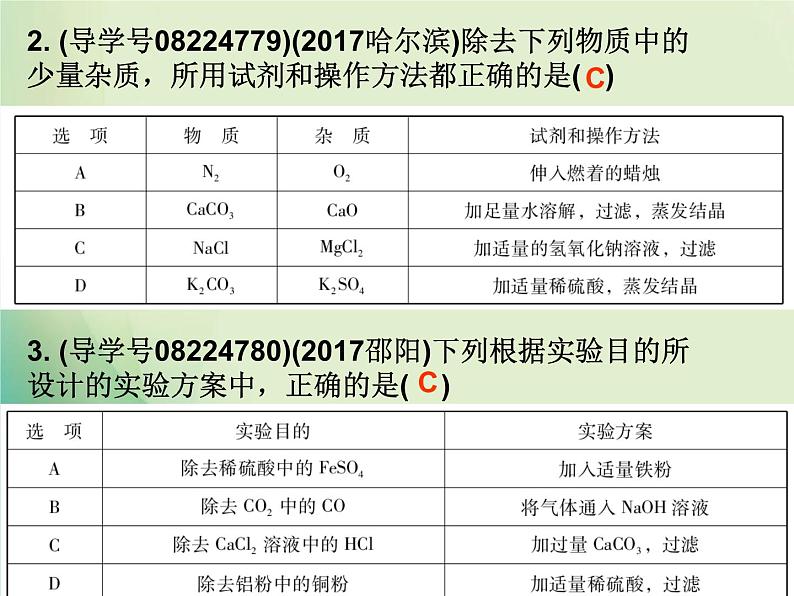 广东专版中考化学复习第五部分化学实验第四节物质的分离与提纯作业课件第3页