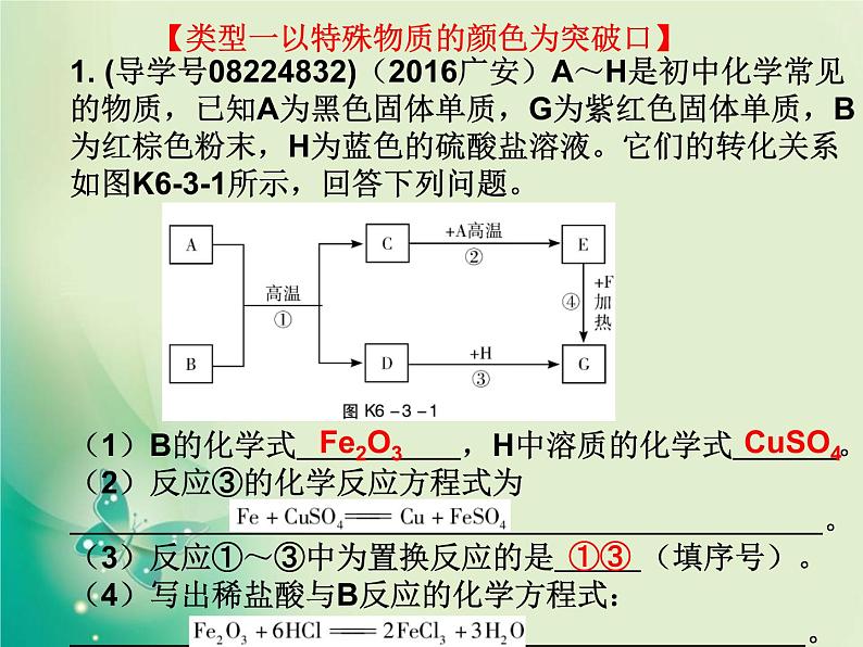 广东专版中考化学复习第六部分专题突破专题三推断题作业课件02