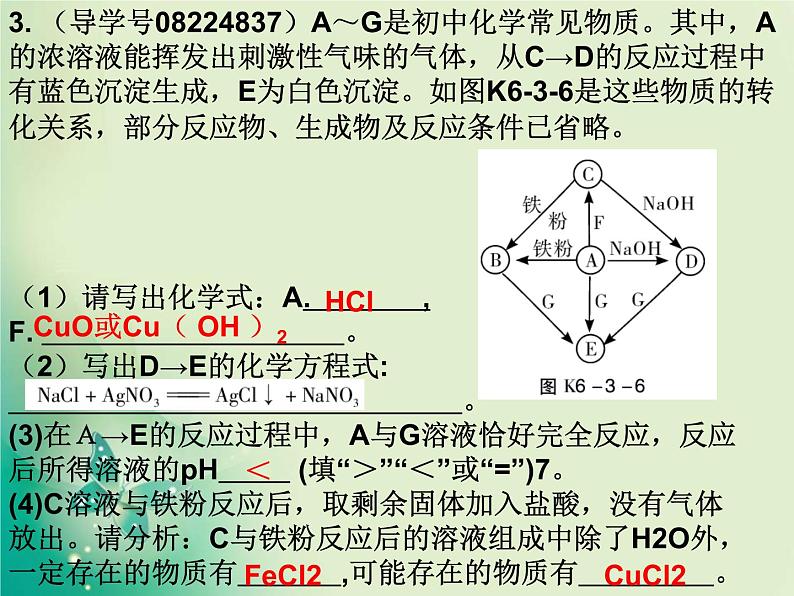 广东专版中考化学复习第六部分专题突破专题三推断题作业课件07