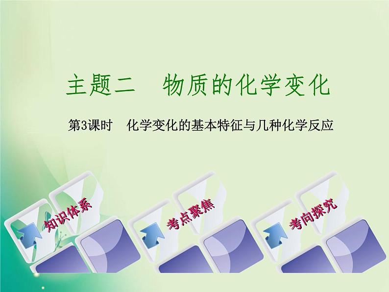 北京专版中考化学基础复习二物质的化学变化第3课时化学变化的基本特征与几种化学反应课件第1页
